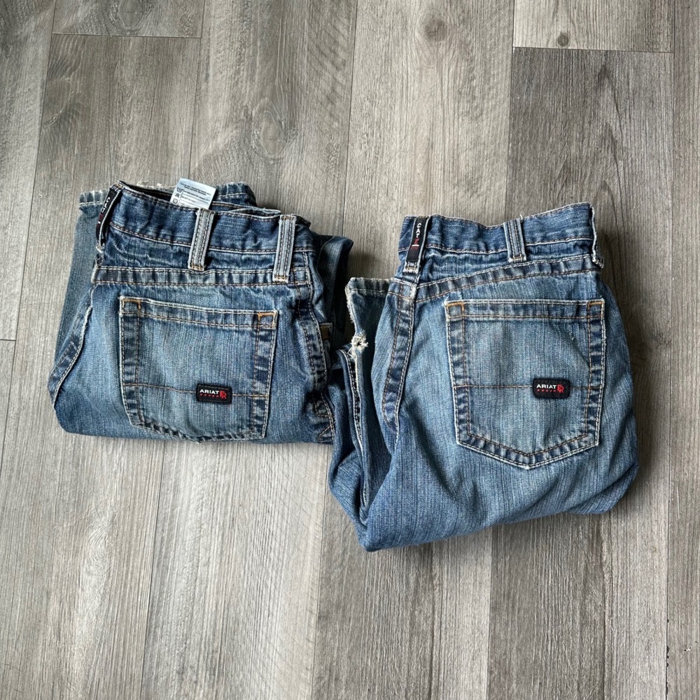 Ariat M3 Loose Straight Jeans Bundle Lot 2 Pairs Distressed Blue Denim 30x30